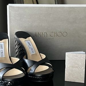 NWT! Jimmy Choo "Almer" Wedge Platform Sandals - Black